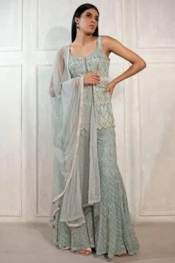 Ritika Mirchandani Green & Blue Hand Embroidered Sharara Set