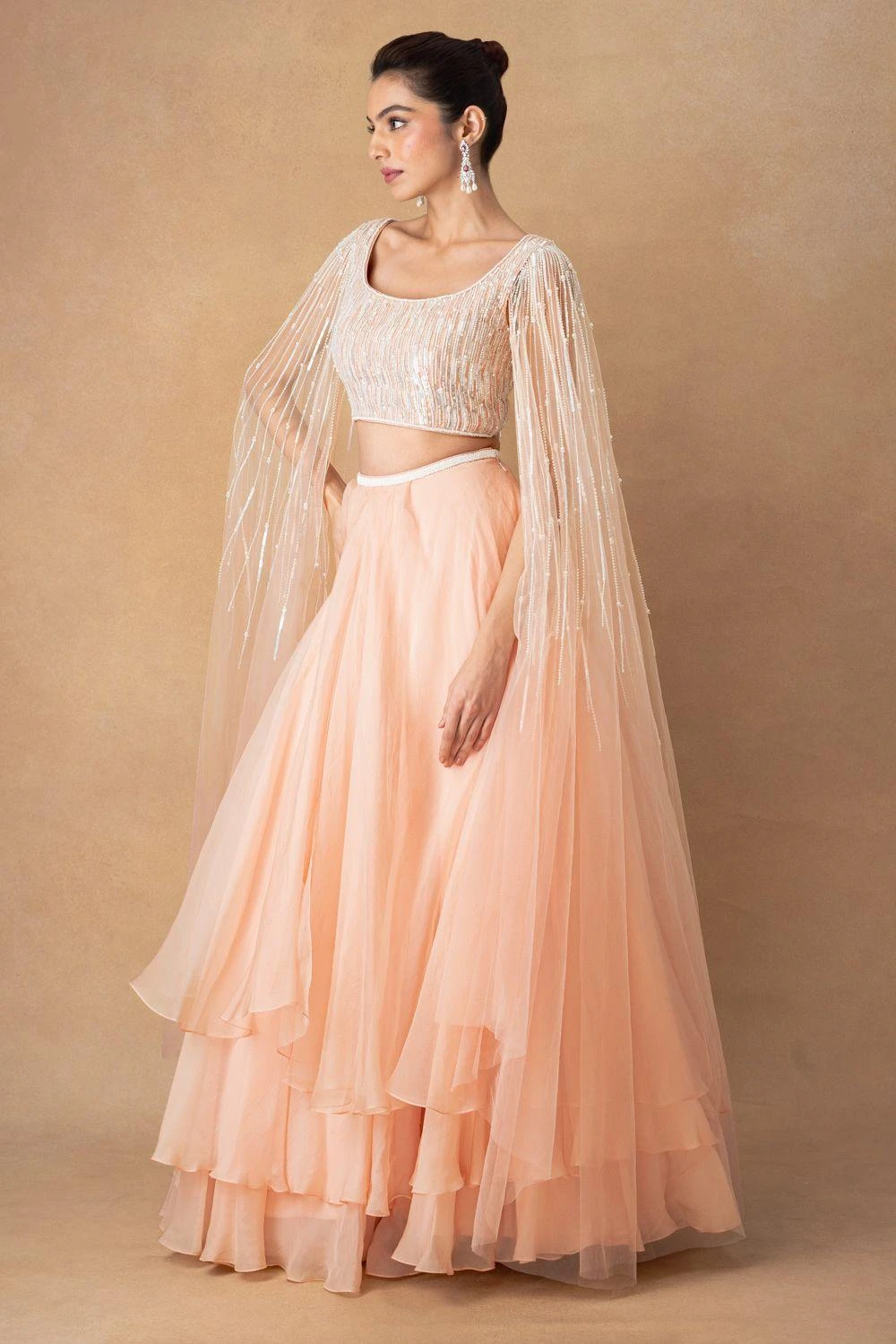 Ahilian Blush Floral Organza Lehenga Set 2 Ahilian Blush Floral Organza Lehenga Set - Image 2