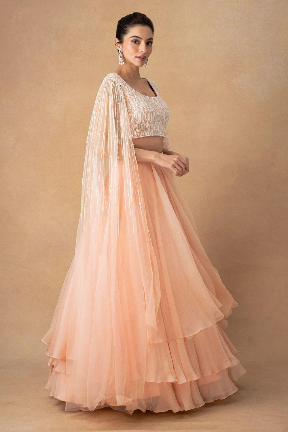 Ahilian Blush Floral Organza Lehenga Set 3 Ahilian Blush Floral Organza Lehenga Set - Image 3