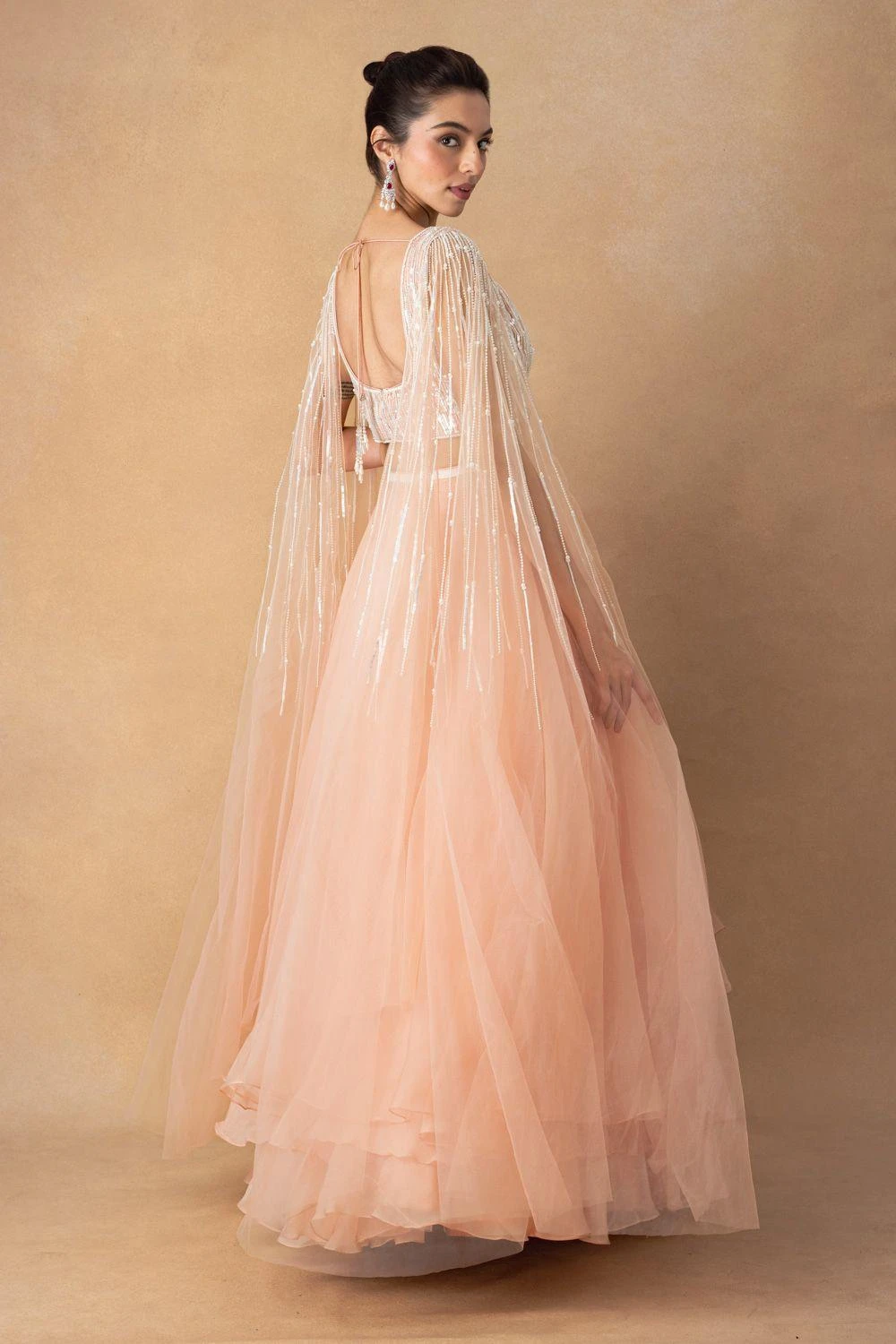 Ahilian Blush Floral Organza Lehenga Set 5 Ahilian Blush Floral Organza Lehenga Set - Image 5