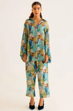 NORN Brushstroke Printed Bishop Sleeve Shirt