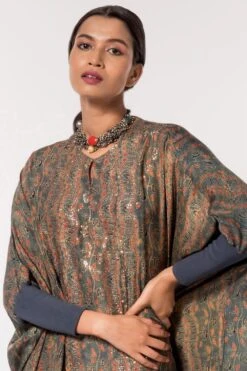 Divya Sheth Grey Hand-block Printed Kaftan -Echo Clohting Shop 184dy16 4