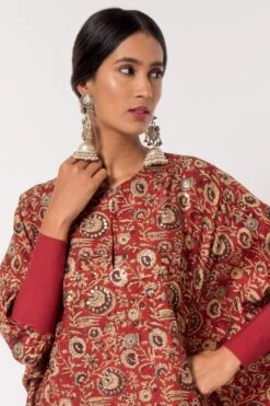 Divya Sheth Red Hand-block Printed Kaftan -Echo Clohting Shop 184dy19 4