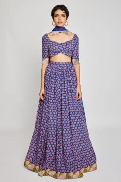 Aisha Rao Blue Trendcadis Embellished Lehenga Set