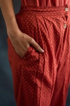 Swatti Kapoor Brown Pleated Pants -Echo Clohting Shop 188swk2 3