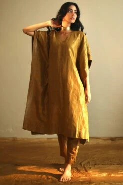 Shorshe Antique Gold Tissue Kaftan