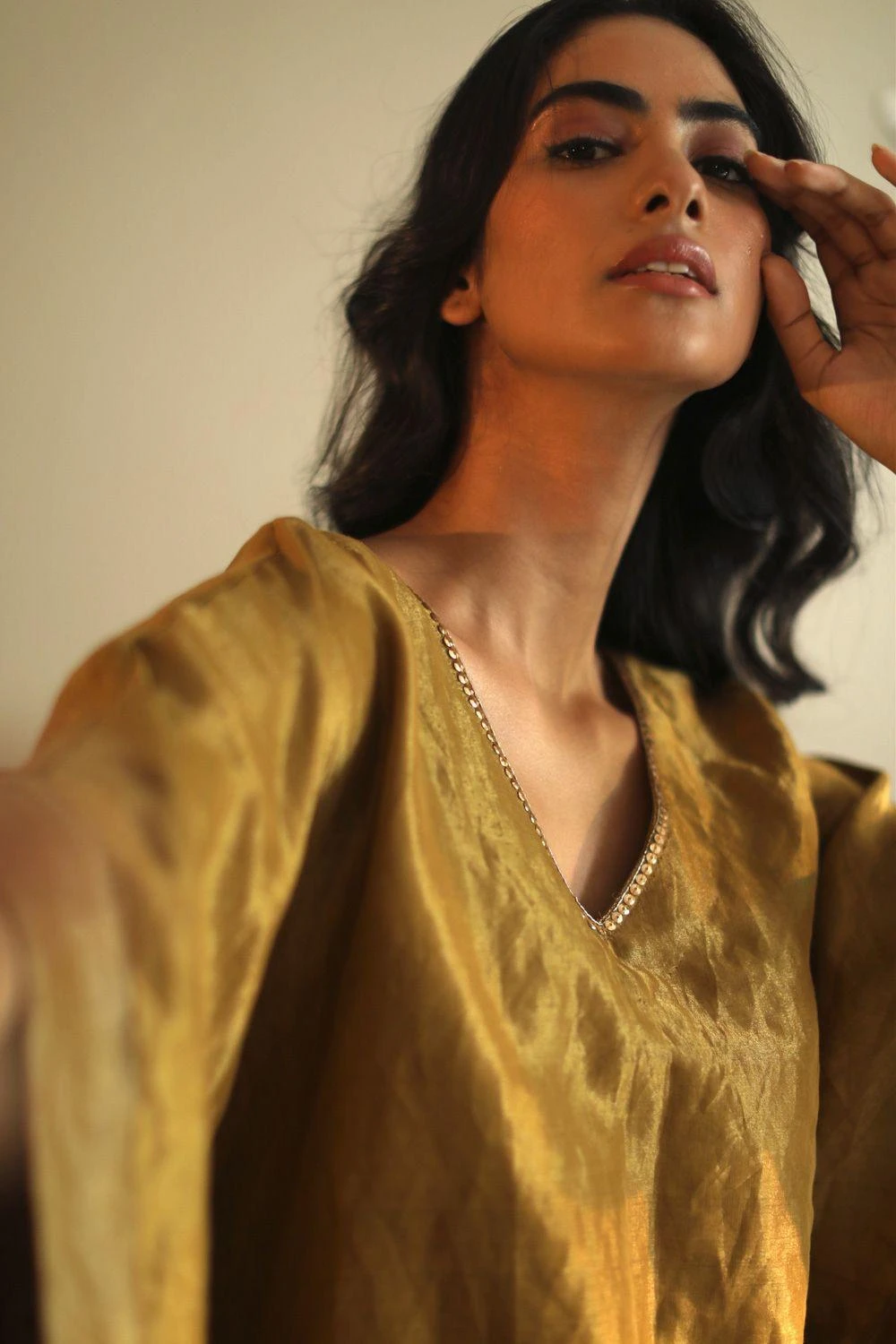 Shorshe Antique Gold Tissue Kaftan 2 Shorshe Antique Gold Tissue Kaftan - Image 2