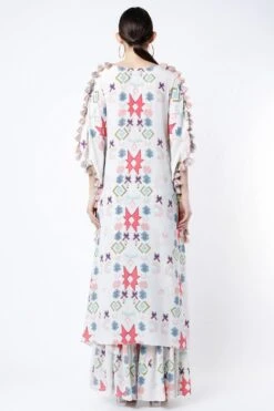 Payal Singhal White Ikat Printed Kaftan Set -Echo Clohting Shop 1911pys24 4