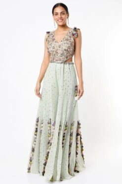 Payal Singhal Mint Embroidered Choli & Sharara