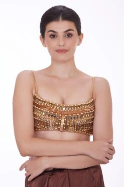 Dilnaz Radiant Gold Mirror & Sequin Adorned Blouse