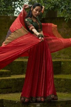 Medha Red Silk Embroidered Lehenga Set -Echo Clohting Shop 1912ma04 4