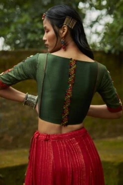 Medha Red Silk Embroidered Lehenga Set -Echo Clohting Shop 1912ma04 5
