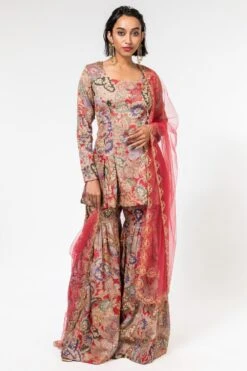 Aisha Rao Lavender Floral Printed Sharara Set