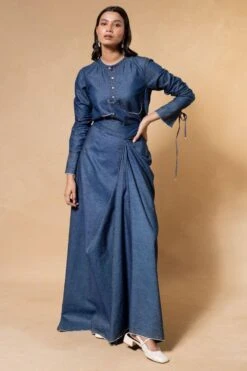 GRAINE Denim Draped Skirt