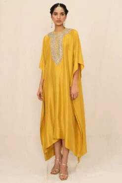 Jayanti Reddy Yellow Zardosi Embroidered Kaftan