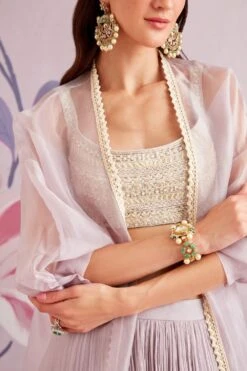 Ridhi Mehra Lilac Pleated Lehenga & Cape Set -Echo Clohting Shop 195rm21 2