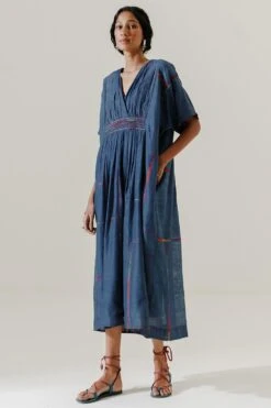 Sunira Designs Blue Mool Kaftan Midi Dress