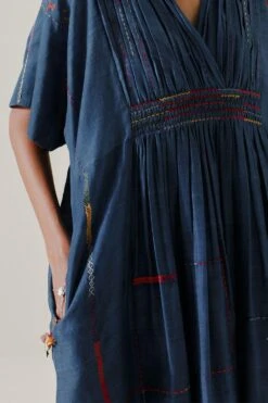 Sunira Designs Blue Mool Kaftan Midi Dress -Echo Clohting Shop 197sun13 4