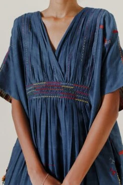 Sunira Designs Blue Mool Kaftan Midi Dress -Echo Clohting Shop 197sun13 5