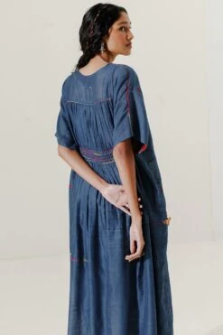 Sunira Designs Blue Mool Kaftan Midi Dress -Echo Clohting Shop 197sun13 6