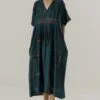 Sunira Designs Green Mool Kaftan Midi Dress