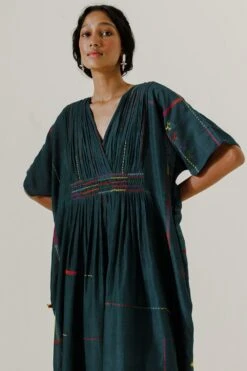 Sunira Designs Green Mool Kaftan Midi Dress -Echo Clohting Shop 197sun15 3