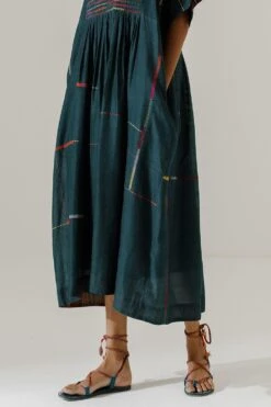 Sunira Designs Green Mool Kaftan Midi Dress -Echo Clohting Shop 197sun15 5