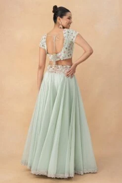 Anamika Khanna Aqua Floral Embellished Lehenga Set -Echo Clohting Shop 19923ak1 5