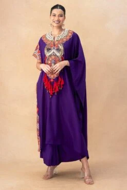 Anamika Khanna Purple Embellished Kaftan Set