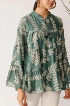 Payal Pratap Green Fern Top -Echo Clohting Shop 1ss 84a green beige 3