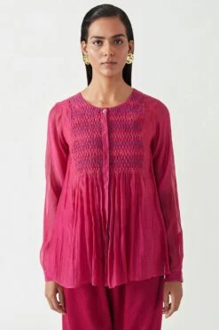 Payal Pratap Round Neck Fuchsia Top -Echo Clohting Shop 1vr 16a 4