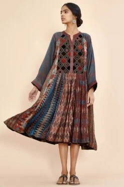 Sunira Designs Velvet Patchwork Flare Dress