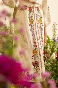 Chandrima Ivory Buttondown Threadwork Skirt -Echo Clohting Shop 20032023ca45 3