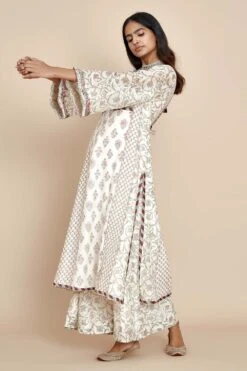 Sunira Designs Pale Pink Printed Flared Pants