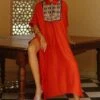 Avacara Red Marodi Work Kaftan Set