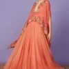 Anushree Reddy Coral Thread Work Cape Set