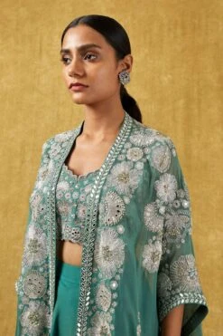 Mishru Green Floral Embroidered Lehenga Set -Echo Clohting Shop 201mru3 4