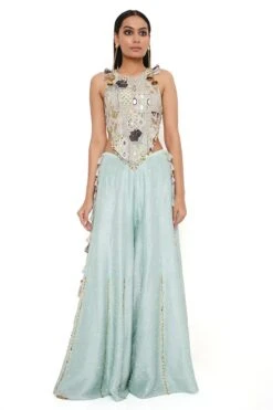 Payal Singhal Powder Blue Embroidered Sharara Set
