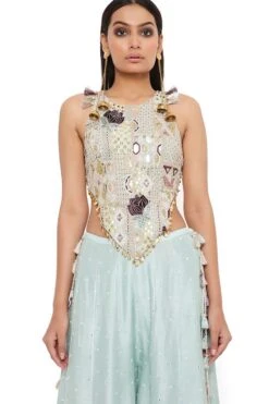 Payal Singhal Powder Blue Embroidered Sharara Set 9 Payal Singhal Powder Blue Embroidered Sharara Set -Echo Clohting Shop 201ps7 4
