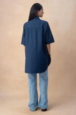 Dhruv Kapoor Blue Handcrafted Paneled Long Shirt -Echo Clohting Shop 20723dk3 5