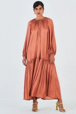 Little Things Brown Gathered Dress