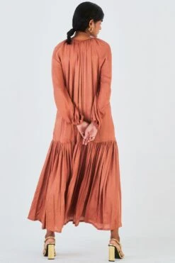 Little Things Brown Gathered Dress -Echo Clohting Shop 209lt19 3