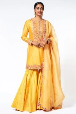 Petticoat Lane By Divya Yellow Embroidered Sharara Set