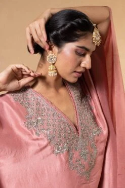 Jayanti Reddy Peach Zardosi Embroidered Kaftan -Echo Clohting Shop 2104jr05 4