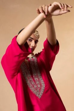 Jayanti Reddy Red Zardosi Embroidered Kaftan -Echo Clohting Shop 2104jr07 4