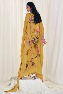 AK-OK By Anamika Khanna Yellow Floral Kaftan With Ruffles -Echo Clohting Shop 21092023ak03 6