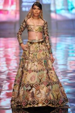 Aisha Rao Antique Gold Embellished Lehenga Set