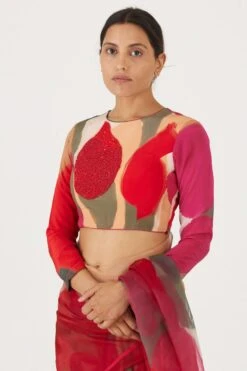 YAM Le Lani Red Embellished Blouse -Echo Clohting Shop 21223yam45 4