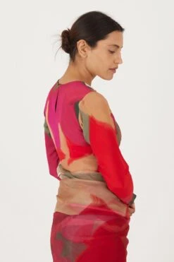 YAM Le Lani Red Embellished Blouse -Echo Clohting Shop 21223yam45 5