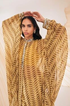 Divya Aggarwal Yellow Mirrorwork Kaftan Set -Echo Clohting Shop 21723da17 4